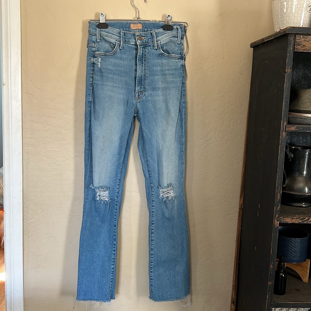 Mother The Hustler Ankle Fray Women Jeans - Blue